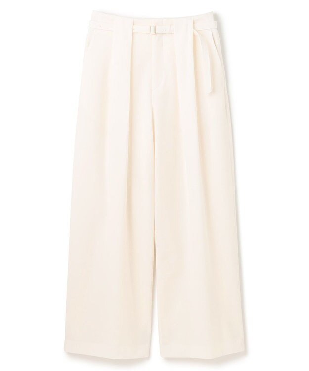 BEIGE， 【セットアップ対応・洗える・Precious 10月号掲載】ZEPHYR / ウールライクタックベルトワイドパンツ Ecru