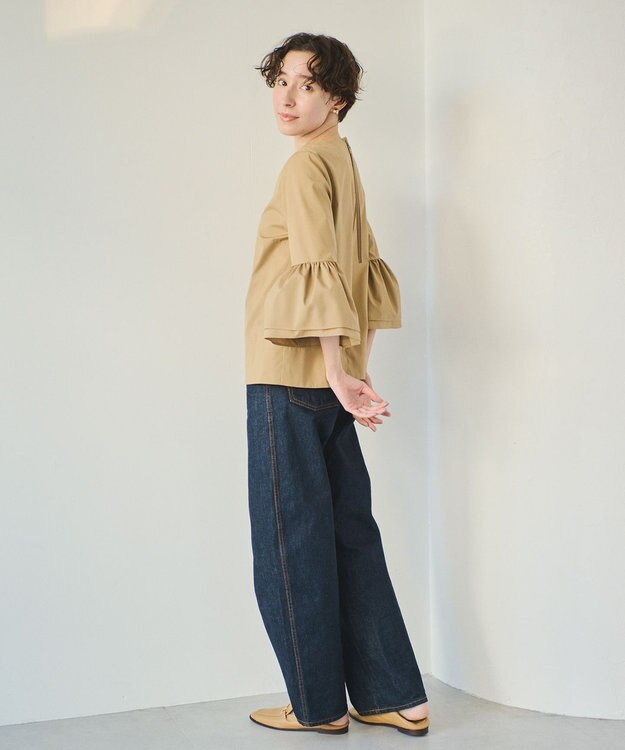 #Newans 【ANSWER for Co-Creation】ベルスリーブシンプルブラウス キャメル系