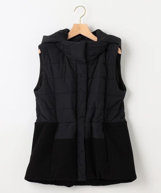 組曲 L 【中綿・軽羽織】フード付きパディングベスト ブラック系