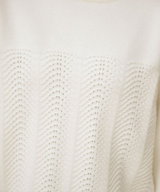 Tiaclasse 【洗える】ウェーブ編みニットプルオーバー オフホワイト