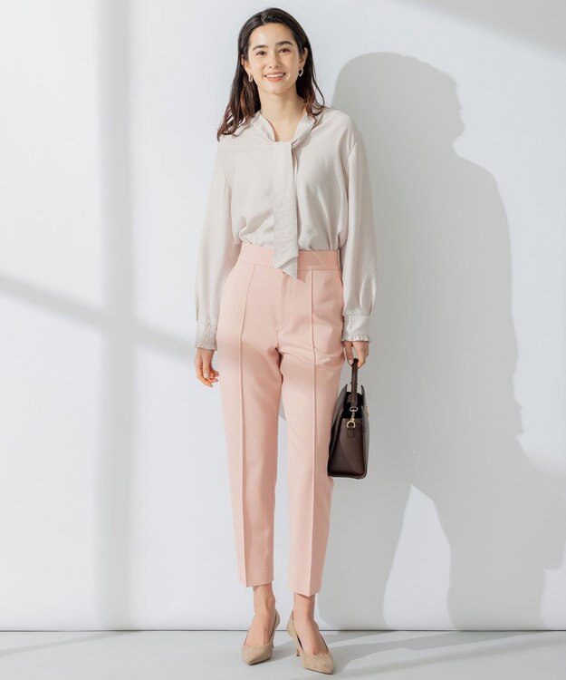 組曲 【洗える・ウエストゴム仕様】2WAYストレッチテーパード パンツ ピンク系