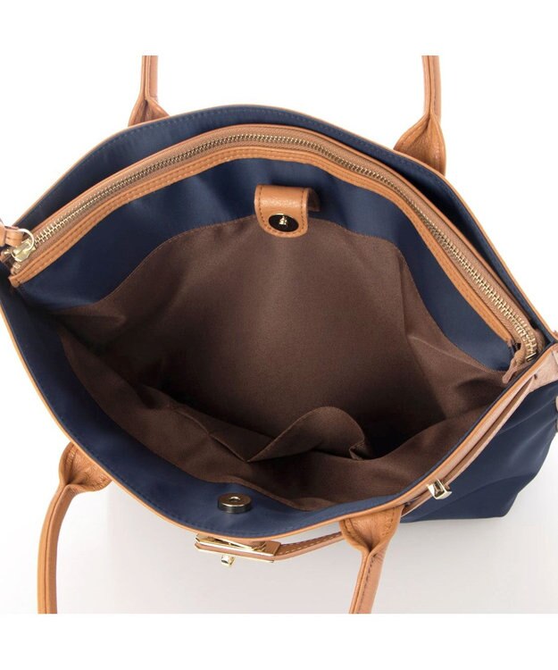 UNBILLION 【テレビ ドラマ着用アイテム】ペルケ perche / ナイロン牛革ヒネリ金具トートバッグ ネイビー