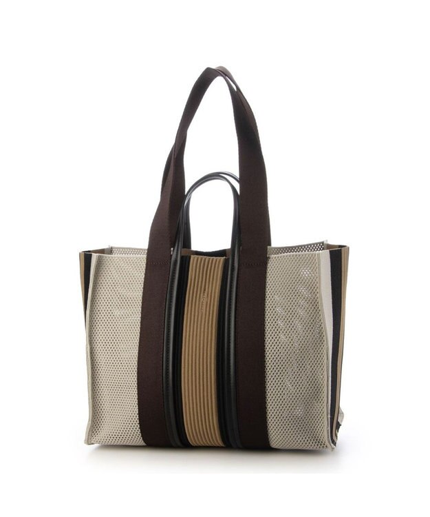 UNBILLION カシュカシュ cachecache / マルチカラーストライプ2wayスクエアトート シー