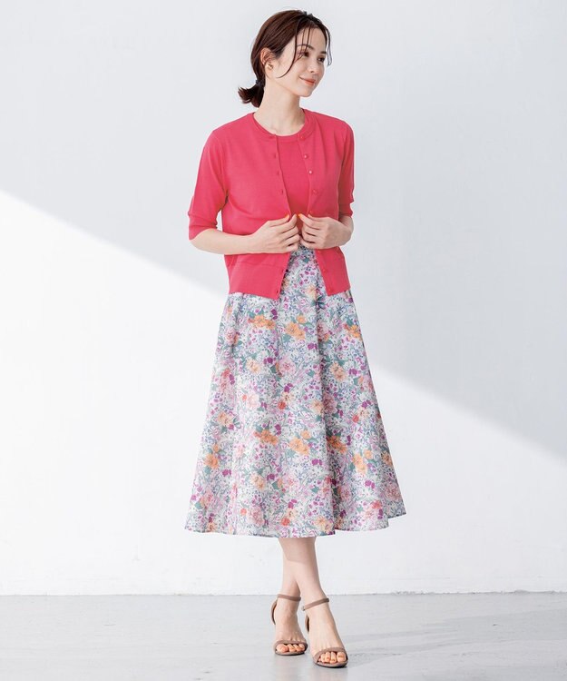 組曲 【洗える・シワになりにくい】フルラージュプリント スカート ベージュ系5