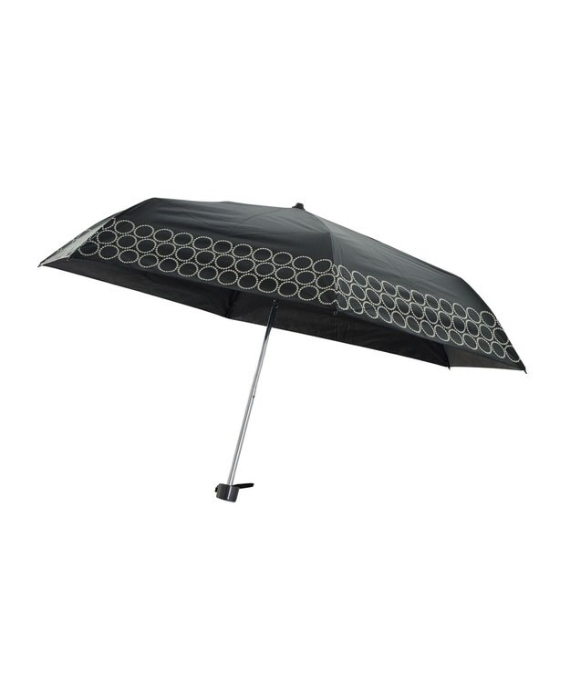 MOONBAT 晴雨兼用日傘 折りたたみ傘 まるボーダー／遮光 遮熱 UV ブラック