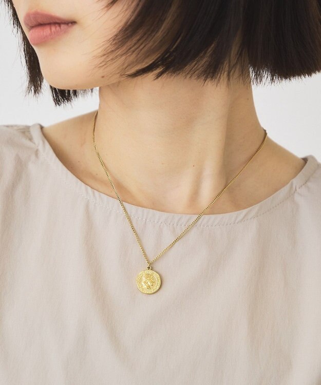 AMERICAN HOLIC 【ステンレス】コイントップスキニーチェーンネックレス Gold
