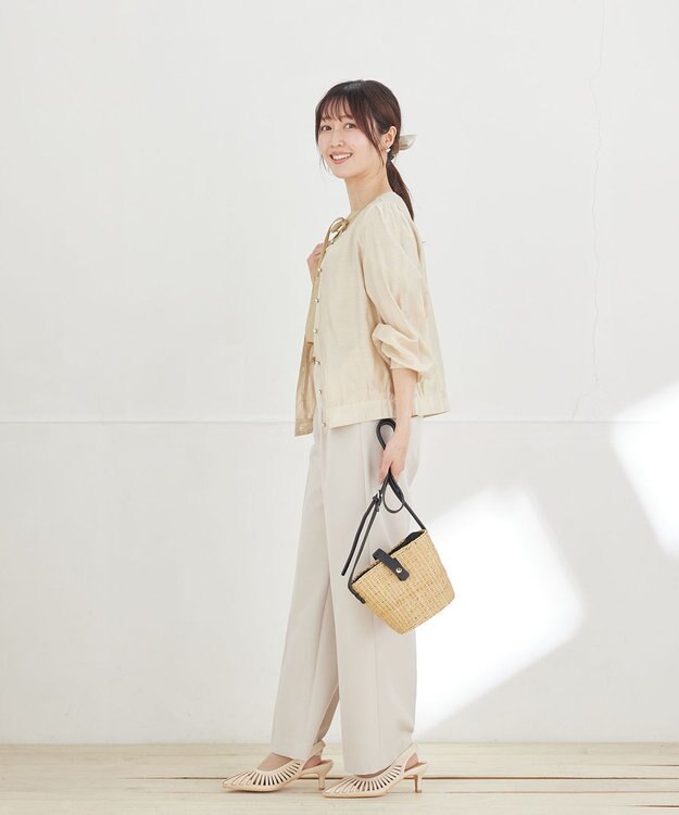 Tiaclasse L パールボタンシアーブルゾン ベージュ