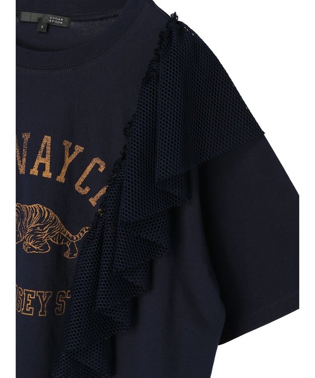 Green Parks ・ＳＵＧＡＲ　ＳＰＯＯＮ　カレッジｐｔラッフルＴシャツ Navy