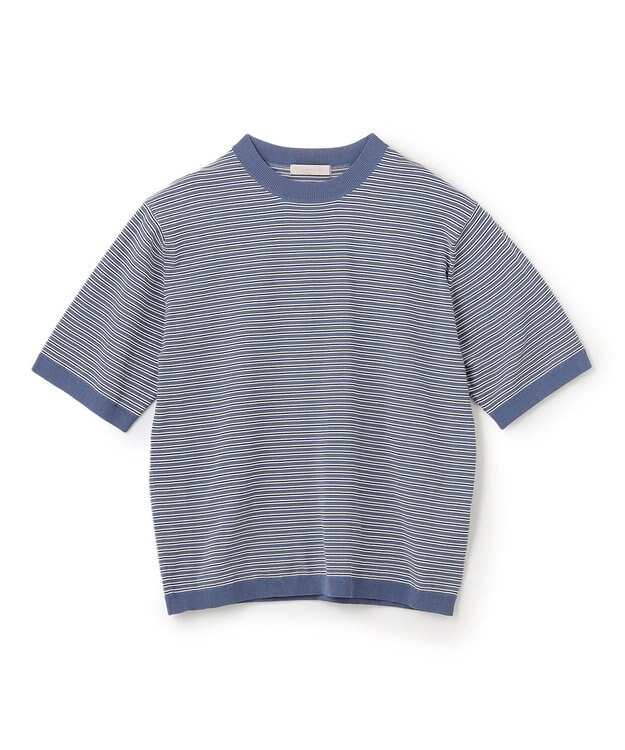 UNFILO MENS FINE MOVE クルーネック ニット [24年春夏商品] ブルーボーダー