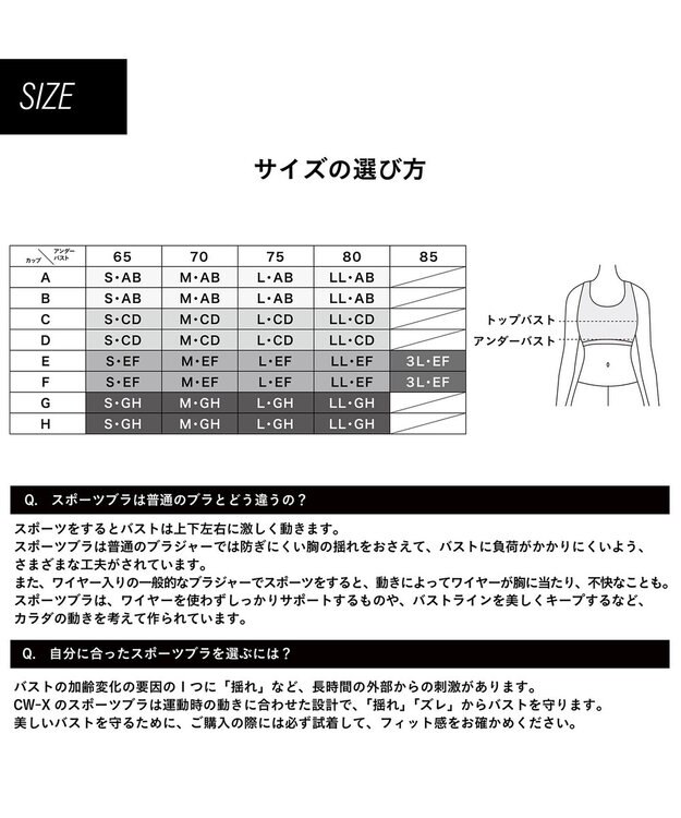 CW-X 【WOMEN】 スポーツブラ ミディアム サポートタイプ 【動いてもズレにくい】 吸汗速乾（本体） HTY007 /ワコール ブラック