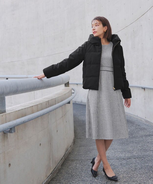 Tiaclasse 【洗える】ツイード配色フレアワンピース グレー