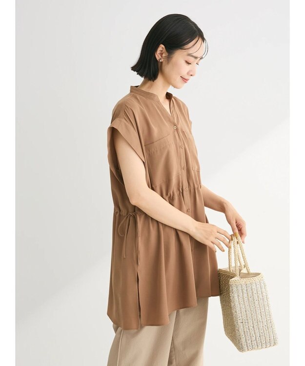 Green Parks ウエストドロストフレンチスリーブチュニック Light Brown