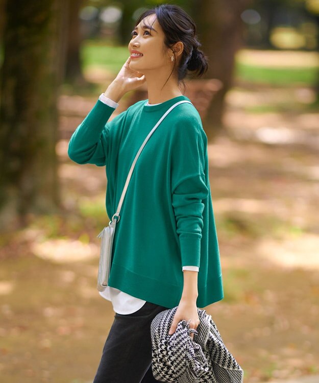 23区 【12色展開/新色追加】ウーステッドウール ビッグシルエット ニット [WEB限定]ダークグリーン系