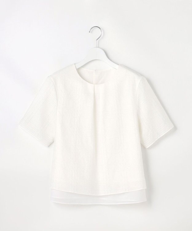 J.PRESS LADIES レーシーチェック クルーネック カットソー ホワイトチェック系3