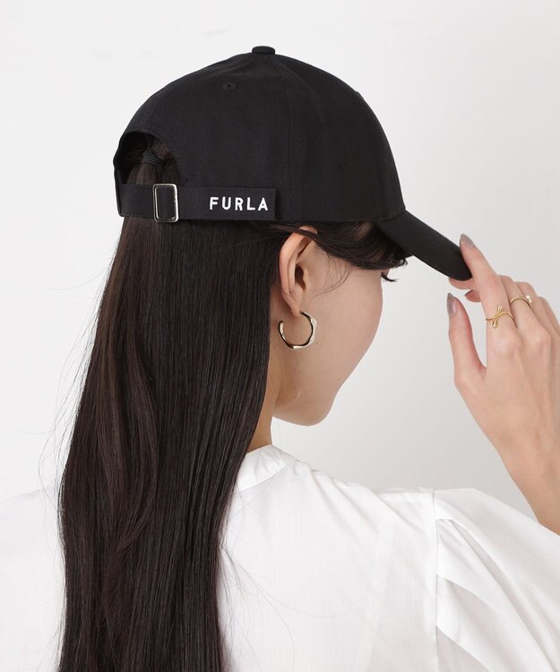 MOONBAT FURLA(フルラ) ロゴ刺繍キャップ UV対策/手洗い可能/抗菌防臭加工 ブラック