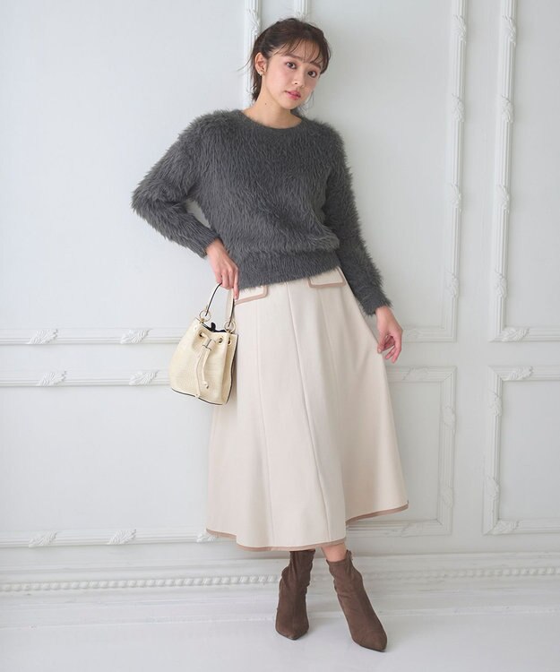 Feroux 【選べる4カラー】ゆるふわシャギー ニット グレー系