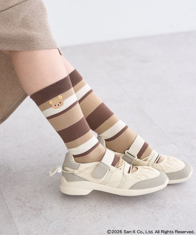 earth music&ecology 【予約】リラックマ×earth マルチボーダーソックス A