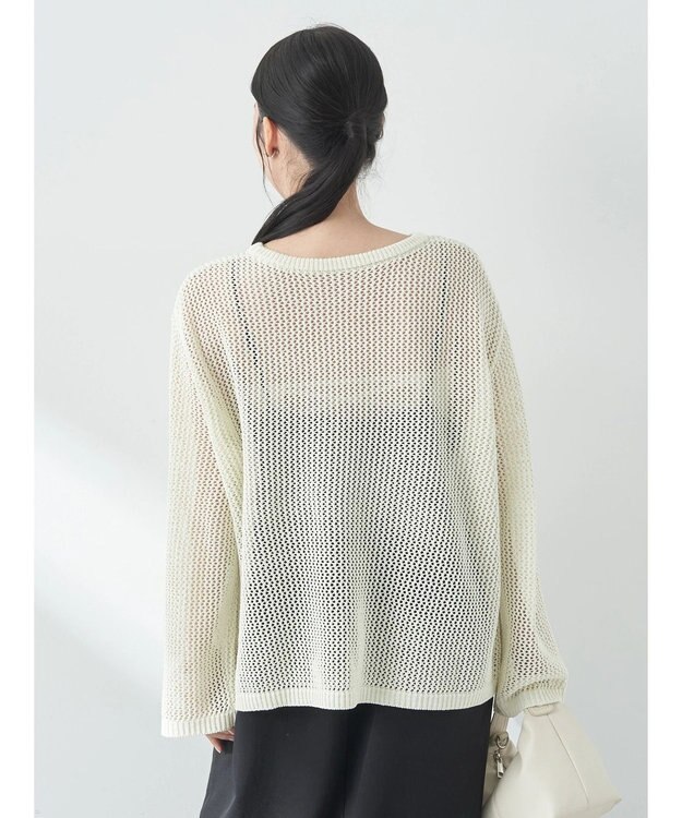 earth music&ecology ラメメッシュプルオーバー Ivory