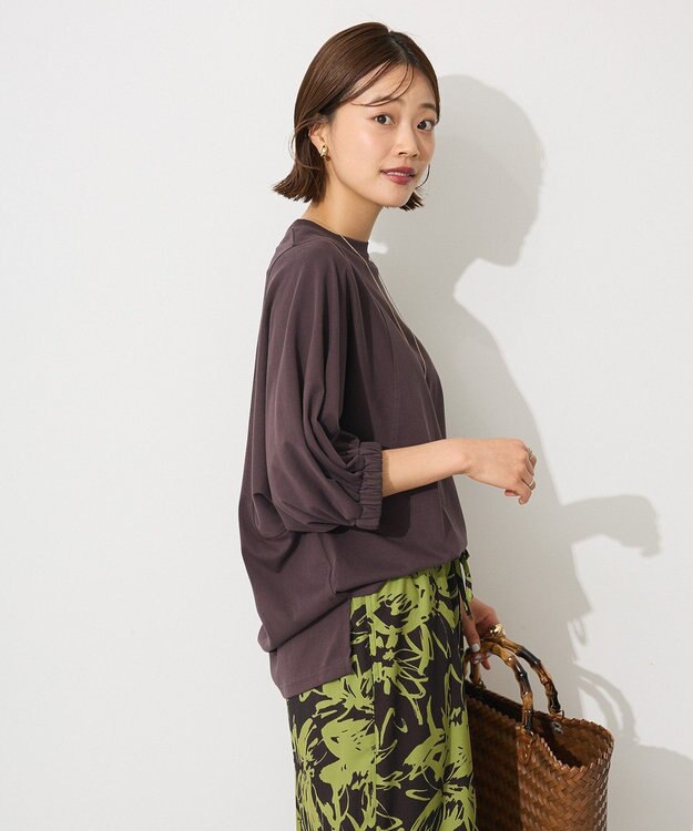 CRAFT STANDARD BOUTIQUE 接触冷感/UVカット スクエアボリュームスリーブプルオーバー Brown