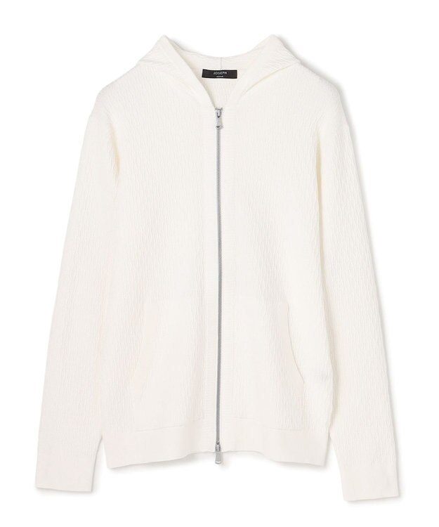 JOSEPH HOMME 【新柄】  ヴィスコースリンクス　ジップアップニットフーディー ホワイト系