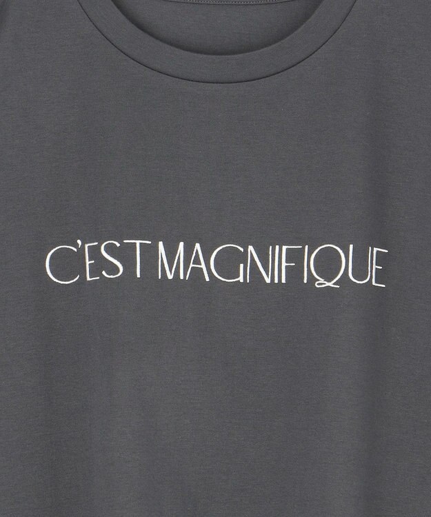 UNFILO BEAUTY FORM ロゴ刺繍 半袖Tシャツ チャコール