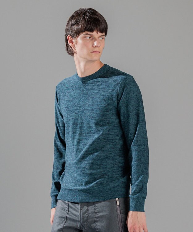 JOSEPH HOMME レクサスムリネ　クルーネックニット スモーキーグリーン系