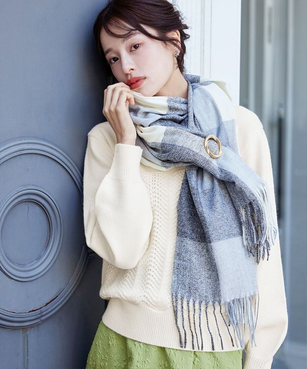 Tiaclasse L 【洗える】ウェーブ編みニットプルオーバー オフホワイト