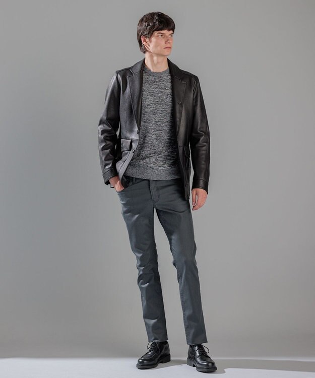 JOSEPH HOMME レクサスムリネ　クルーネックニット ライトグレー系