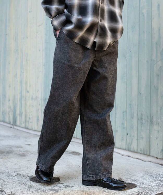 WEGO 【ユニセックス着用ITEM/ウエストゴム】ユルフィットデニムイージーパンツ デニムブラックソノタ