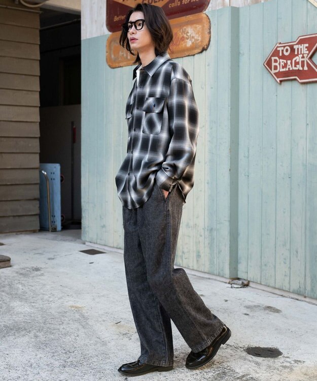 WEGO 【ユニセックス着用ITEM/ウエストゴム】ユルフィットデニムイージーパンツ デニムブラックソノタ