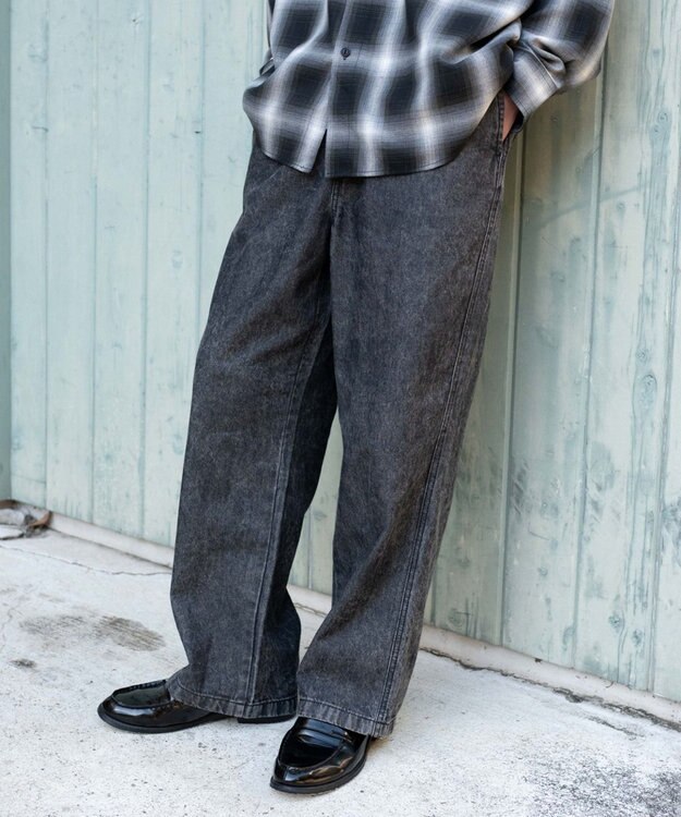 WEGO 【ユニセックス着用ITEM/ウエストゴム】ユルフィットデニムイージーパンツ デニムブラックソノタ