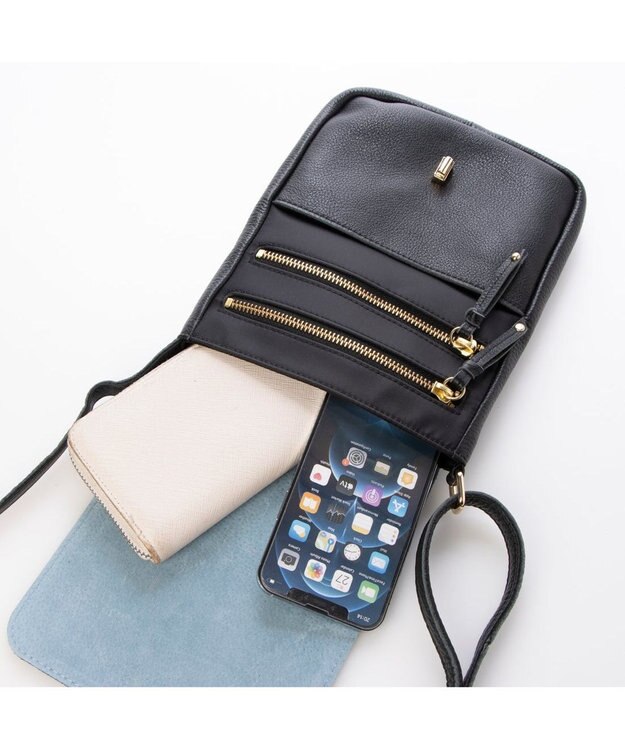 UNBILLION ペルケ perche / 7ポケットレザーポシェット ブラック