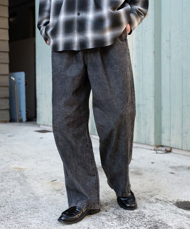 WEGO 【ユニセックス着用ITEM/ウエストゴム】ユルフィットデニムイージーパンツ デニムブラックソノタ