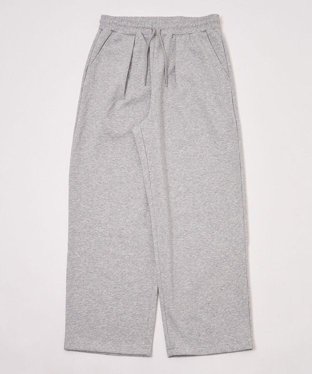WEGO 【ウエストゴム/MLサイズ展開/ユニセックス着用ITEM】ボンディングワイドスウェットパンツ 杢グレー