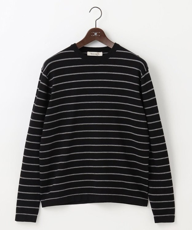 JOSEPH ABBOUD MOUNTAIN 【WEB限定・SPACE/チクチクしない/イージーケア/3シーズン対応】 SNOWYボーダーニットＴシャツ ブラック系2