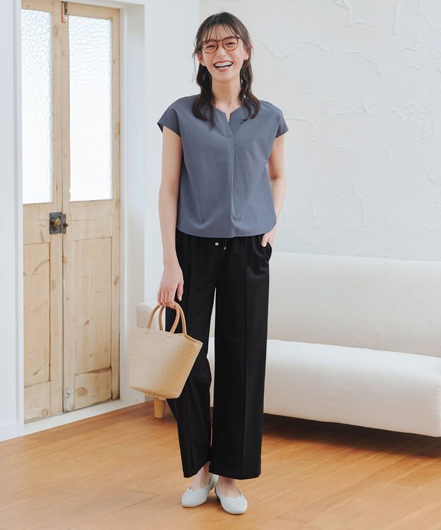 Tiaclasse 【トップス&スカートセット・洗える】ストレッチタフタセットアップ ブルー