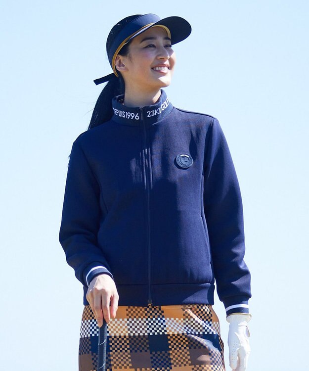 23区GOLF 【WOMEN】ロゴ衿 スタンドブルゾン ネイビー系