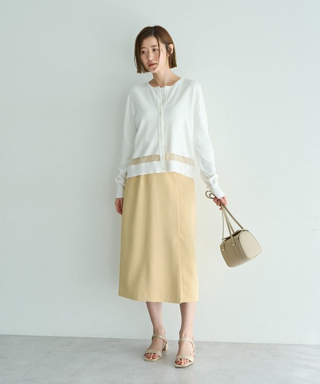 YECCA VECCA シアーMIXカーディガン Off White