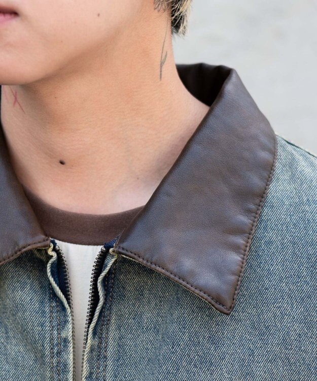 WEGO 【25年秋冬新作/MLサイズ展開】ワーカーズZIPジャケット デニム淡加工色