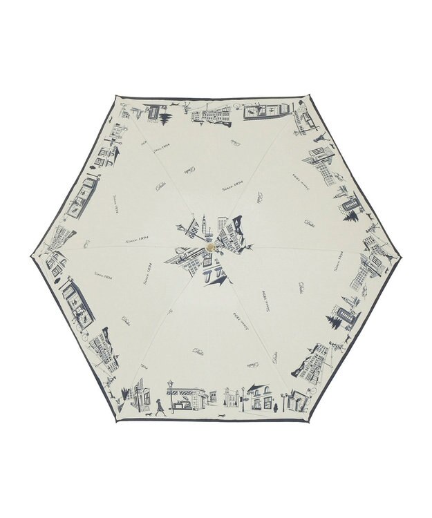 MOONBAT DAKS(ダックス) 晴雨兼用日傘 折りたたみ傘 街並み フワクール生地使用 ホワイト