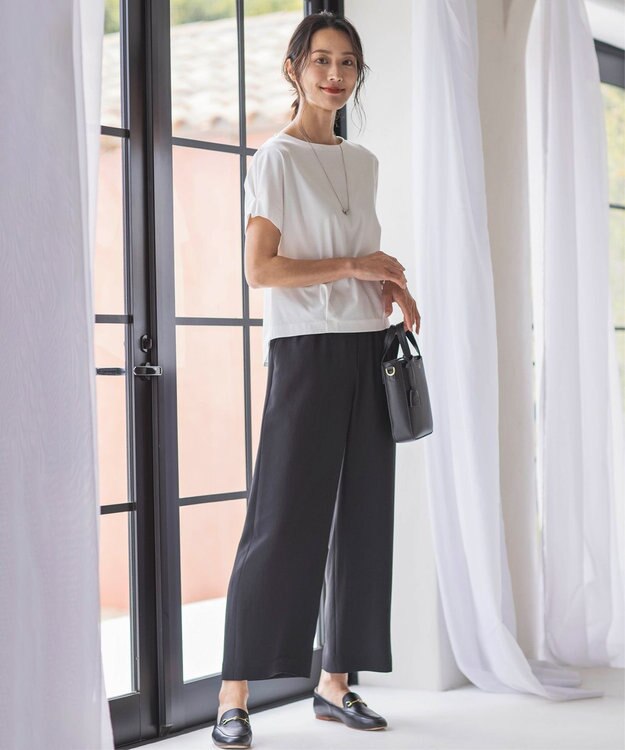 J.PRESS LADIES S 【WEB限定カラーあり・洗える】Lightジョーゼット ワイド パンツ 【WEB限定】ブラック系