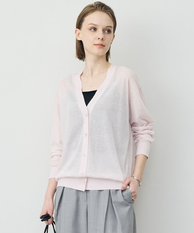 ICB 【先行予約】 リネンブレンドシアー カーディガン ライトピンク