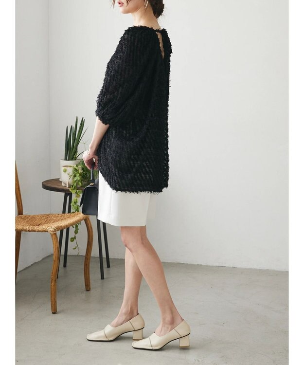 Green Parks AnriettMusee カットジャガードタックブラウス Black