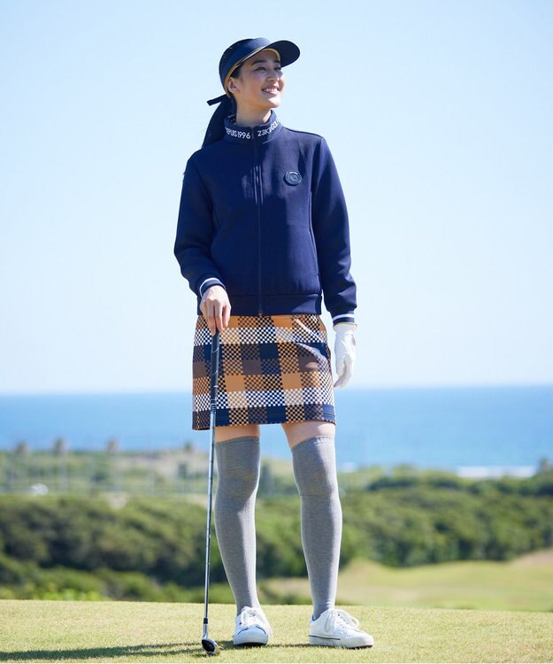 23区GOLF 【WOMEN】ロゴ衿 スタンドブルゾン ネイビー系