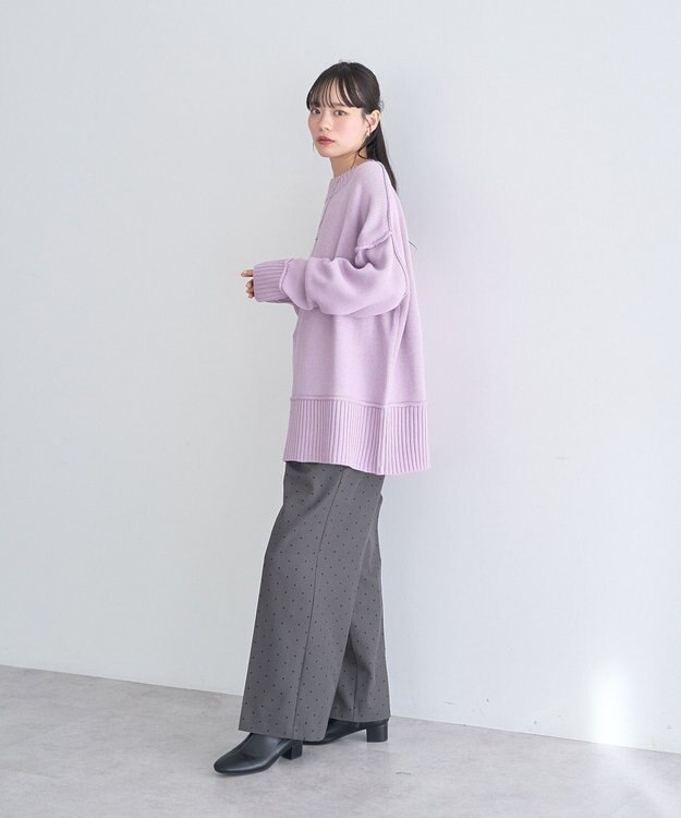 earth music&ecology 【毛玉防止 / 洗濯機洗い可】アンチピリングモックネックバックスリットニット Pink