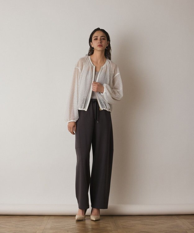 GRACE CONTINENTAL メッシュギャザーブルゾン ホワイト