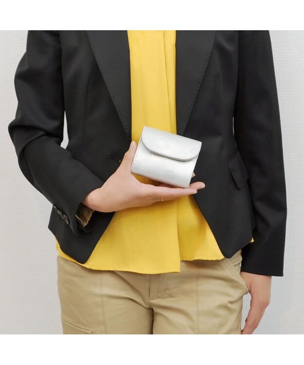 UNBILLION perche 姫路レザーかぶせミニウォレット シルバードット