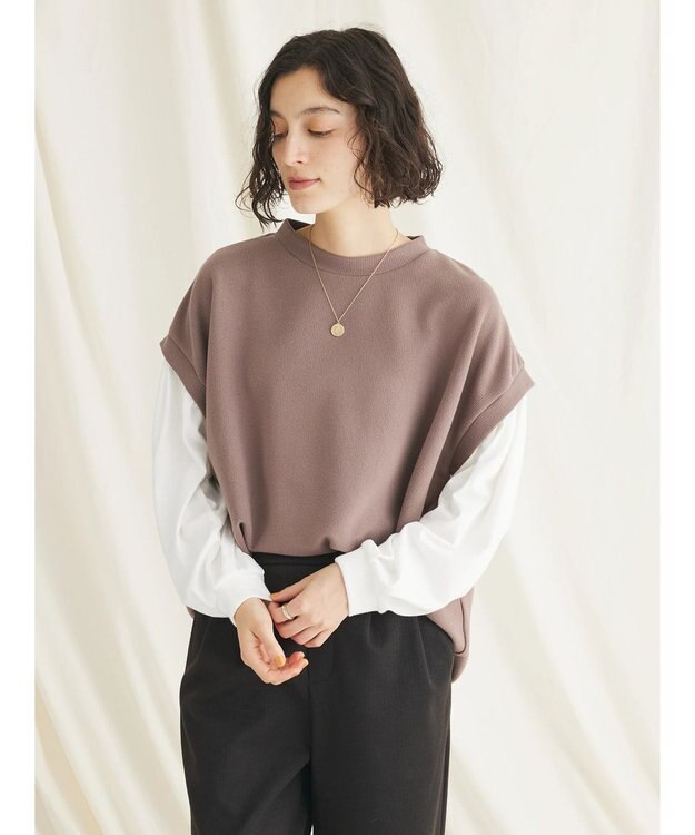 CRAFT STANDARD BOUTIQUE 起毛ワッフルレイヤード風プルオーバー Mocha