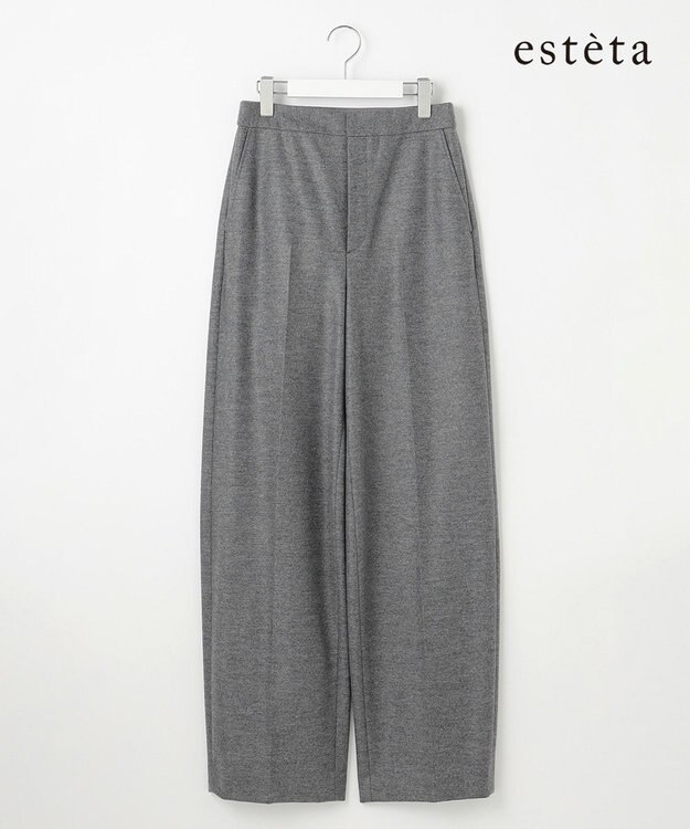 23区 【エステータ】ウールツイルジャージー ワイドパンツ グレー