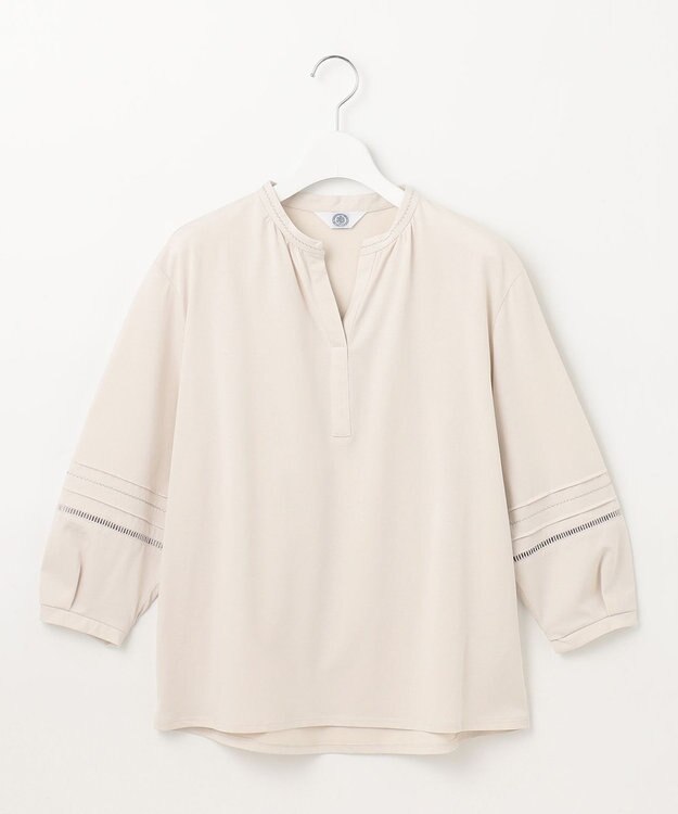 J.PRESS LADIES S 【洗える】プレーティングジャージー スキッパー カットソー グレージュ系